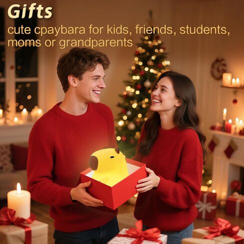 Capybara Night Light, Cute Squishy Lamp Capybara Gifts, Rechargeable Dimmable Animal Silicone Nightlight, Kids LED Capybaras Light, Light Up Capybaras Toy Stuff, Boys Girls Room Dorm Décor in Saudi Arabia