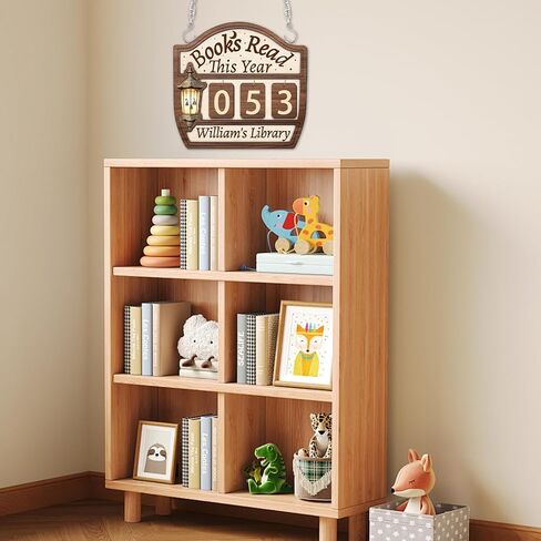 Personalized Wooden Name Book Tracker Sign,Custom Books Read This Year Counter Sign,Hanging/Placing Library Bookshelf Decor Accessories for Wall & Table,Bookish Gifts for Book Lover,Teachers in Saudi Arabia