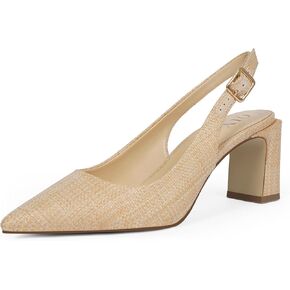Womens Pumps Pointed Closed Toe Chunky Heel Slingback Heels for Women in Kuwait