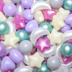 TRENDPLAY Star Ball Pit Balls Set: Vibrant Mix of Shapes - 50 100 200 500 Mix Stars Moon Shapes for Kids, Perfect for Parties, Playtime in Kuwait
