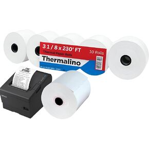 (50 حزمة) 3 1/8 × 230 إيصال الورق الحراري لفة - BPA ، ورقة طابعة حرارية 80 مم تناسب جميع سجلات نقاط نقاط البيع ، البرسيم ، المربع ، EPSON ، نجمة Micronics TSP100III ، استلام الطابعات in Kuwait