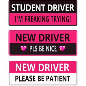 New Driver Magnet for Car Reusable Stickers Safety Sign Car Student Driver Magnet New Driver Sticker for Car Accessories Bumper Novice Driver Stickers in Kuwait