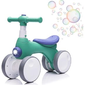 Baby Balance Bike يبلغ من العمر 1 سنة مع الموسيقى ، والأضواء ، وآلة الفقاعات ، و 4 عجلات من الأطفال الصغار يركبون ألعابًا لمدة 12-36 شهرًا هدية عيد ميلاد ، و Riddler Boy Toys Ride On Car (Pink) in Kuwait