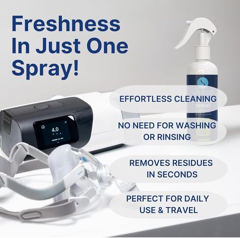 Snugell CPAP Cleaner Spray - Alcohol Free with Aloe Vera, Gentle Cleaner for Masks, Tubes & Machines for Best CPAP Cleaning - Easy to Use, Refreshes & Maintain your Equipment (16 floz bottle) (1-Pack) in Saudi Arabia