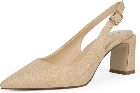 Womens Pumps Pointed Closed Toe Chunky Heel Slingback Heels for Women in Kuwait