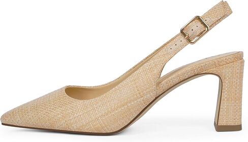 Womens Pumps Pointed Closed Toe Chunky Heel Slingback Heels for Women in Kuwait