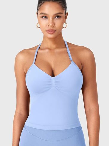 YEOREO SoftHue Impact Longline Strappy Top Women's Halter Workout Tank Tops Backless Gym Longline with Adjustable Strap in Saudi Arabia