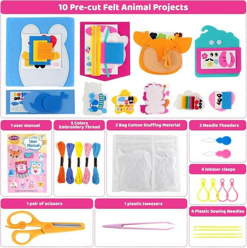 مجموعة خياطة Funtopia للأطفال ، 10 مشاريع DIY سهلة من الحيوانات المحشوة مع الكتب التوجيهية ، المبتدئين ألعاب الخياطة وهدية عيد ميلاد للبنات ، والفنون المحسوسة للأطفال الذين تتراوح أعمارهم بين 5-8 إلى 28-12 in Saudi Arabia