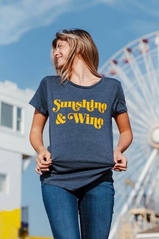 Funny Wine Shirt – Sunshine & Vintage Retro Drinking Tee for Women, Cute Summer Outfit & Wine Lover Gift in Saudi Arabia