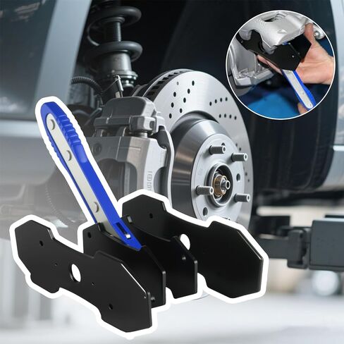 Brake Caliper Compression Tool with 2 pcs Large Steel Plate and 2 Hooks, 4 in 1 Caliper Piston Compressor Tool,360°Adjustable Brake Caliper Tool for Single/Twin/Quad Piston Calipers, Red in Kuwait