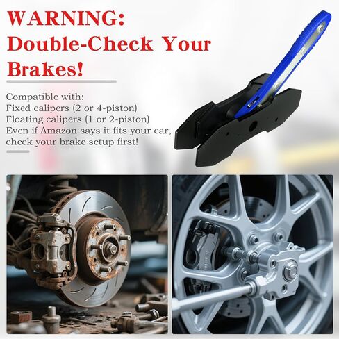 Brake Caliper Compression Tool with 2 pcs Large Steel Plate and 2 Hooks, 4 in 1 Caliper Piston Compressor Tool,360°Adjustable Brake Caliper Tool for Single/Twin/Quad Piston Calipers, Red in Kuwait