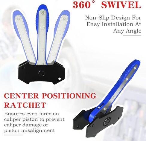 Brake Caliper Compression Tool with 2 pcs Large Steel Plate and 2 Hooks, 4 in 1 Caliper Piston Compressor Tool,360°Adjustable Brake Caliper Tool for Single/Twin/Quad Piston Calipers, Red in Kuwait