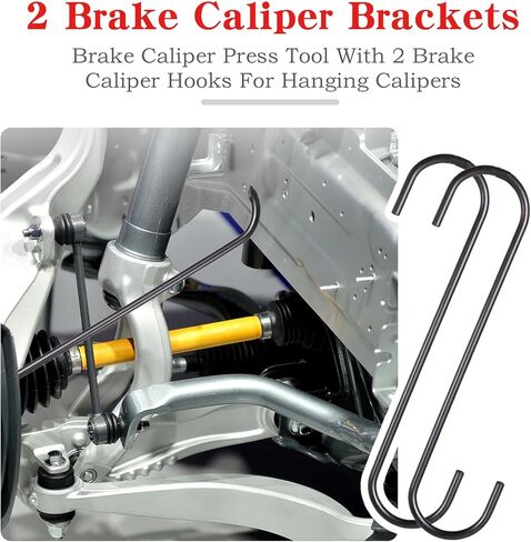 Brake Caliper Compression Tool with 2 pcs Large Steel Plate and 2 Hooks, 4 in 1 Caliper Piston Compressor Tool,360°Adjustable Brake Caliper Tool for Single/Twin/Quad Piston Calipers, Red in Kuwait