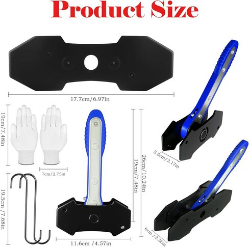 Brake Caliper Compression Tool with 2 pcs Large Steel Plate and 2 Hooks, 4 in 1 Caliper Piston Compressor Tool,360°Adjustable Brake Caliper Tool for Single/Twin/Quad Piston Calipers, Red in Kuwait