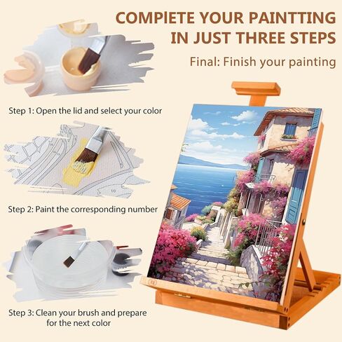 REIVWORL 4 Pack Pack Paint بأرقام للبالغين مع الحامل الخشبي ، طلاء عيد الميلاد بواسطة أرقام أرقام للمبتدئين للبالغين ، اللوحة الأكريليك حسب الرقم للديكور المنزلي 8x12 بوصة in Kuwait