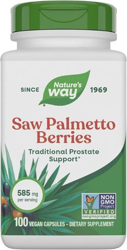 Nature's Way Saw Palmetto Berries, Traditional Prostate Support*, 585 mg per Serving, Non-GMO Project Verified, Vegan, 180 Capsules (Packaging May Vary) in Saudi Arabia