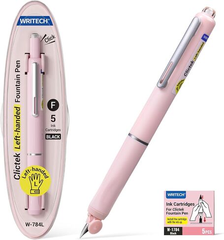 Writech Fountain PEN يسلب يسره: نمط القابل للسحب مجموعة الحبر الأسود مجموعة نيب غرامة ، وتشمل 5 خراطيش حبر للكتابة السلس للكتابة الخطية in Kuwait