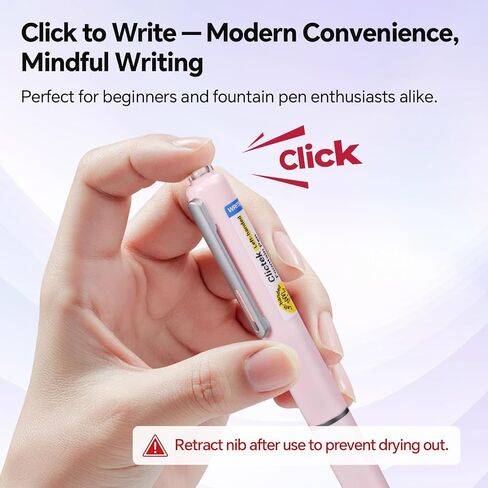 Writech Fountain PEN يسلب يسره: نمط القابل للسحب مجموعة الحبر الأسود مجموعة نيب غرامة ، وتشمل 5 خراطيش حبر للكتابة السلس للكتابة الخطية in Kuwait