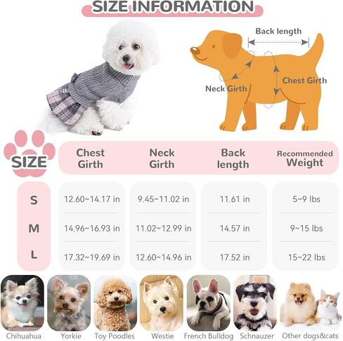 WOYYHO Dog Sweater for Small Dogs Girl Dress with Bowtie Dog Christmas Stweater Pleated Skirt with Leash Hole Winter Dogs Clothes Outfit for Puppy Chihuahua Yorkies Danchshunds Pink Leopard M in Kuwait