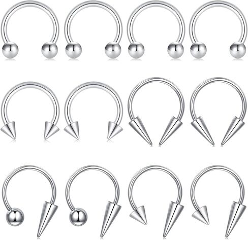 Zolure 16g Lip Rings Horseshoe Labret Jewelry Monroe Lip Barbell Ring Spike Snake Bite Piercing Jewelry Tragus Helix Earrings Studs Medusa Piercing for Women Men in Saudi Arabia