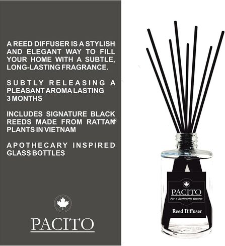 Reed Diffuser | Sandalwood | Made with Sandalwood Essential Oil | Luxurious Reed Diffuser | Handpoured in India | 3.38 fl oz | Includes Fibre Reed Sticks in Saudi Arabia
