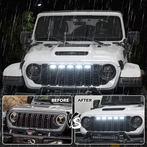 Maiker Amber LED مصابيح مصبغة متوافقة مع 2024-2025 Jeep Wrangler JL Jlu & Gladiator JT مصنع المصنع الأصلي ، 5pcs مصابيح الشبكة الأمامية in Kuwait