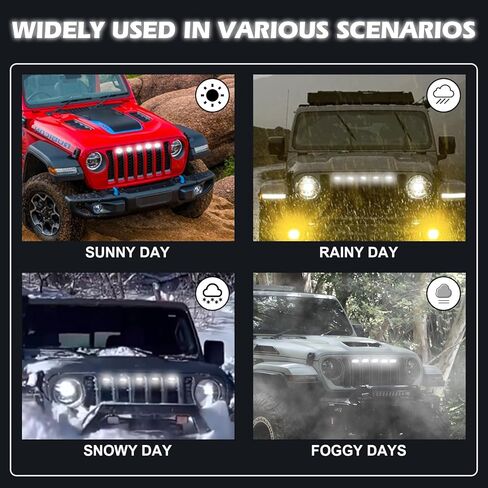 Maiker Amber LED مصابيح مصبغة متوافقة مع 2024-2025 Jeep Wrangler JL Jlu & Gladiator JT مصنع المصنع الأصلي ، 5pcs مصابيح الشبكة الأمامية in Kuwait