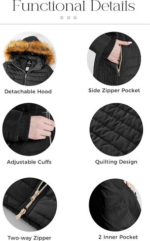 wantdo Women's Long Winter Puffer Coat Warm Waterproof Jackets with Faux Fur Hood in Saudi Arabia