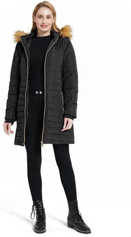 wantdo Women's Long Winter Puffer Coat Warm Waterproof Jackets with Faux Fur Hood in Saudi Arabia