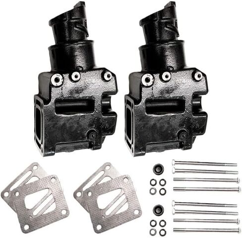FASWORX Mercruiser Set of 2 Exhaust Riser Elbows with Gaskets & Bolts - Replaces 8079882A, 807988Q03, 807914A1, 44354 - Fits V6 and V8 Mercruiser Engines from 1981 to 2002, 4" Wet Joint Elbow in Saudi Arabia