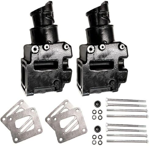 FASWORX Mercruiser Set of 2 Exhaust Riser Elbows with Gaskets & Bolts - Replaces 8079882A, 807988Q03, 807914A1, 44354 - Fits V6 and V8 Mercruiser Engines from 1981 to 2002, 4" Wet Joint Elbow in Saudi Arabia