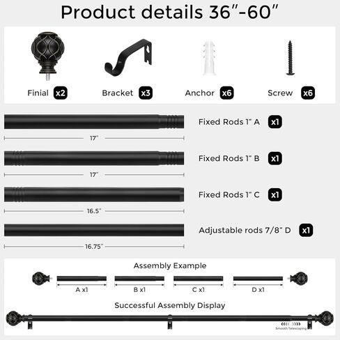قضبان الستار الأبيض العتيقة للنوافذ من 48 إلى 84 بوصة ، وقضيب قابلة للتكيف قابلة للتعديل 1 بوصة قضيب الستار الثقيل ، وقطب رفاز مزرعة ريفي مع بوهو الملمس الملمس in Kuwait