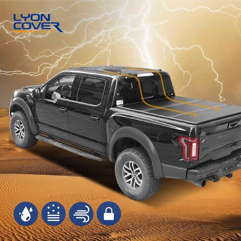غطاء Lyon 5.8 قدم / 69.3 "غطاء سرير Tri-Fold الصلب متوافق مع غطاء 2007-2025 Chevy Silverado / GMC Sierra 1500 Fleetside Tonneau | ليس لسرير كربونبرو in Kuwait