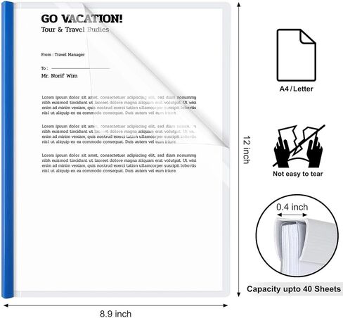 JOERSH 10Pcs Clear Report Covers with Sliding Bar, 40 Sheet Capacity Plastic Binder Paper Protector, Report Folders with Clear Cover for Resume File Documents, Black in Kuwait