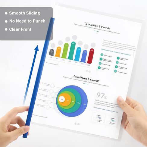 JOERSH 10Pcs Clear Report Covers with Sliding Bar, 40 Sheet Capacity Plastic Binder Paper Protector, Report Folders with Clear Cover for Resume File Documents, Black in Kuwait