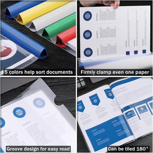 JOERSH 10Pcs Clear Report Covers with Sliding Bar, 40 Sheet Capacity Plastic Binder Paper Protector, Report Folders with Clear Cover for Resume File Documents, Black in Kuwait