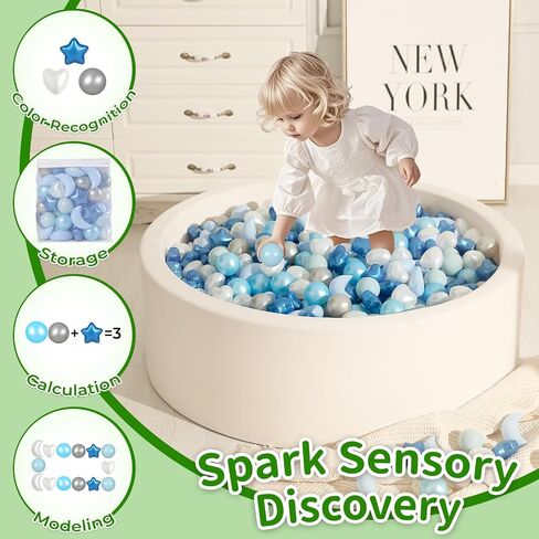 TRENDPLAY Star Ball Pit Balls Set: Vibrant Mix of Shapes - 50 100 200 500 Mix Stars Moon Shapes for Kids, Perfect for Parties, Playtime in Saudi Arabia