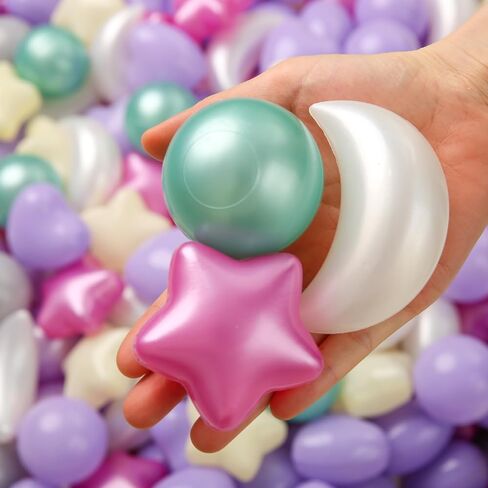 TRENDPLAY Star Ball Pit Balls Set: Vibrant Mix of Shapes - 50 100 200 500 Mix Stars Moon Shapes for Kids, Perfect for Parties, Playtime in Kuwait