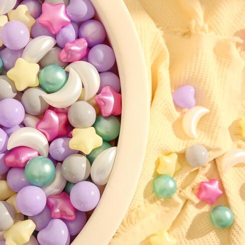 TRENDPLAY Star Ball Pit Balls Set: Vibrant Mix of Shapes - 50 100 200 500 Mix Stars Moon Shapes for Kids, Perfect for Parties, Playtime in Kuwait