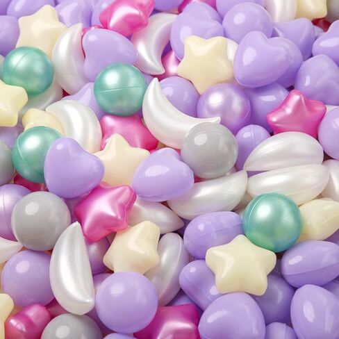 TRENDPLAY Star Ball Pit Balls Set: Vibrant Mix of Shapes - 50 100 200 500 Mix Stars Moon Shapes for Kids, Perfect for Parties, Playtime in Kuwait