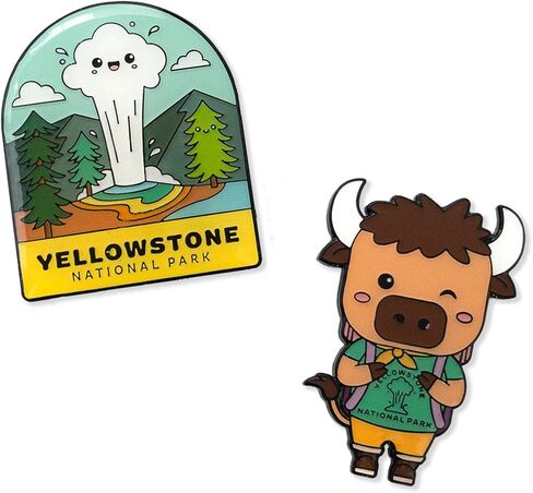 Enamel Pin Set (2 Pins Per Set) for Backpack, Bag, Lapel, Kawaii Button Collector - Yosemite National Park in Kuwait