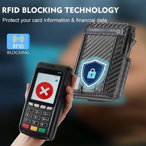 محفظة WXM للرجال مع حامل الجوية الائتمان الائتمان النحيف الجيب الحقيقي الألياف الكربونية RFID حظر هدية رجالي الحد الأدنى (محفظة Airtag Black) in Saudi Arabia