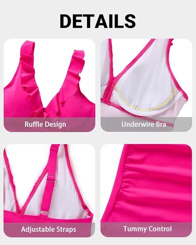 Tankini Tankini للسيدات فقط - بدلة الاستحمام في البطن أعلى الكشكش in Saudi Arabia