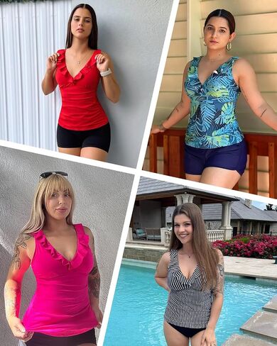 Tankini Tankini للسيدات فقط - بدلة الاستحمام في البطن أعلى الكشكش in Saudi Arabia
