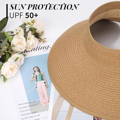 Sun Hats for Women Oversize Wide Brim Straw Beach Hat Summer Hat Travel Summer Vacation Green in Saudi Arabia