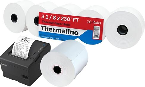 (50 حزمة) 3 1/8 × 230 إيصال الورق الحراري لفة - BPA ، ورقة طابعة حرارية 80 مم تناسب جميع سجلات نقاط نقاط البيع ، البرسيم ، المربع ، EPSON ، نجمة Micronics TSP100III ، استلام الطابعات in Kuwait