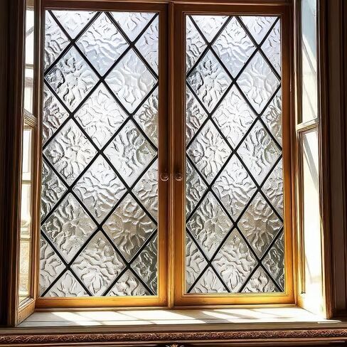 Stained Glass Window Film 17.7x39.3 inch Irregular Geometry Grid Window Privacy Film Stained Decals Static Cling Sun Blocking Decor for Home Office Windows Door Glass Partitions in Kuwait
