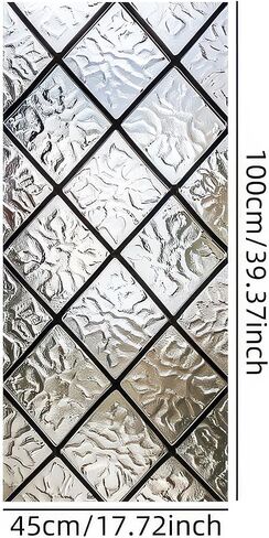 Stained Glass Window Film 17.7x39.3 inch Irregular Geometry Grid Window Privacy Film Stained Decals Static Cling Sun Blocking Decor for Home Office Windows Door Glass Partitions in Kuwait