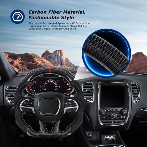 Dry Carbon Fiber Steering Wheel For Dodge D-shaped Nappa Perforated Leather Flat-bottom Steering Wheel For Dodge/Jeep Grand Cherokee/SXT/GT/RT/SRT/HELLCAT in Saudi Arabia