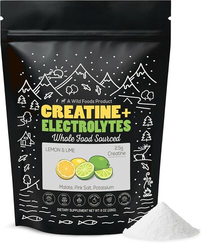 Wild Foods Creatine & Electrolytes Powder Packets, Dragonfruit, 20 Hydration Packets (9.5 g/serv.), with Magnesium Glycinate, Malate, Pink Salt, Pre-Workout Muscle Performance & Electrolyte Support in Kuwait